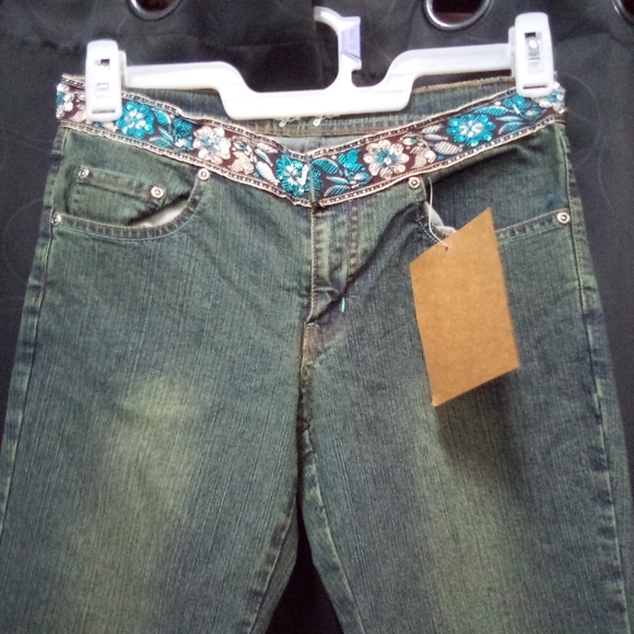 DFX JEANS BROWN/BLUE DECORATED SIZE 9 - Picture 3 of 5
